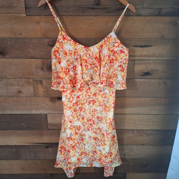 BCBG Generation  Floral Spaghetti Mini Ruffle Dress SZ XS - Picture 1 of 7